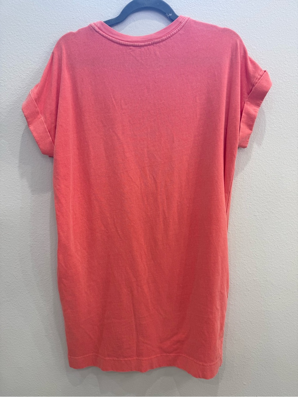Double Zero Coral Crewneck Tee Dress with Pockets - Picture 5 of 5